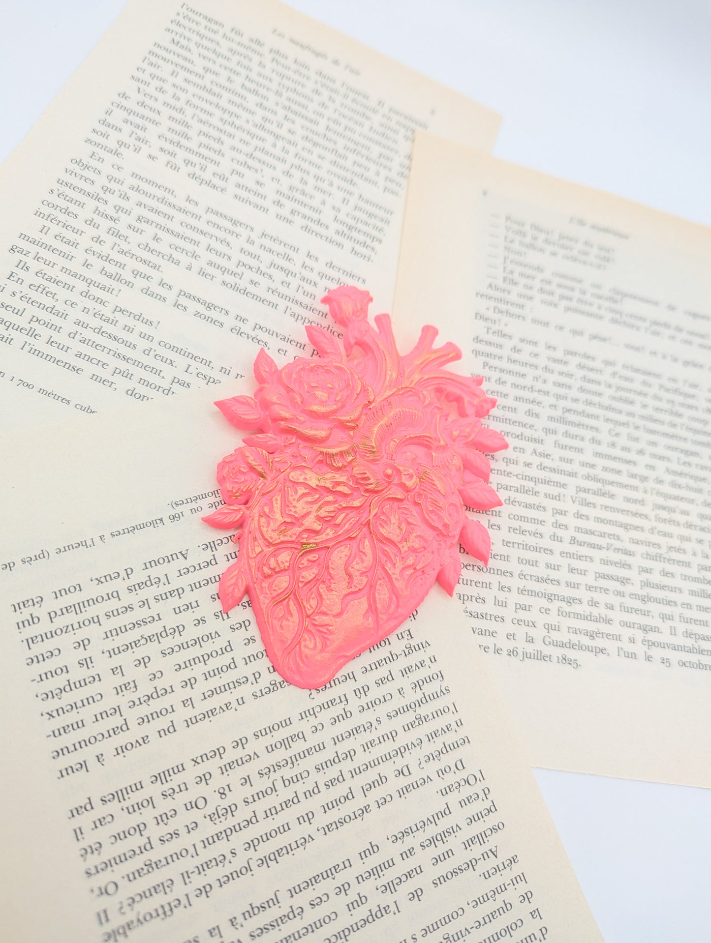 Décoration murale cœur anatomique roses rose fluo – pop romantique & cabinet de curiosité