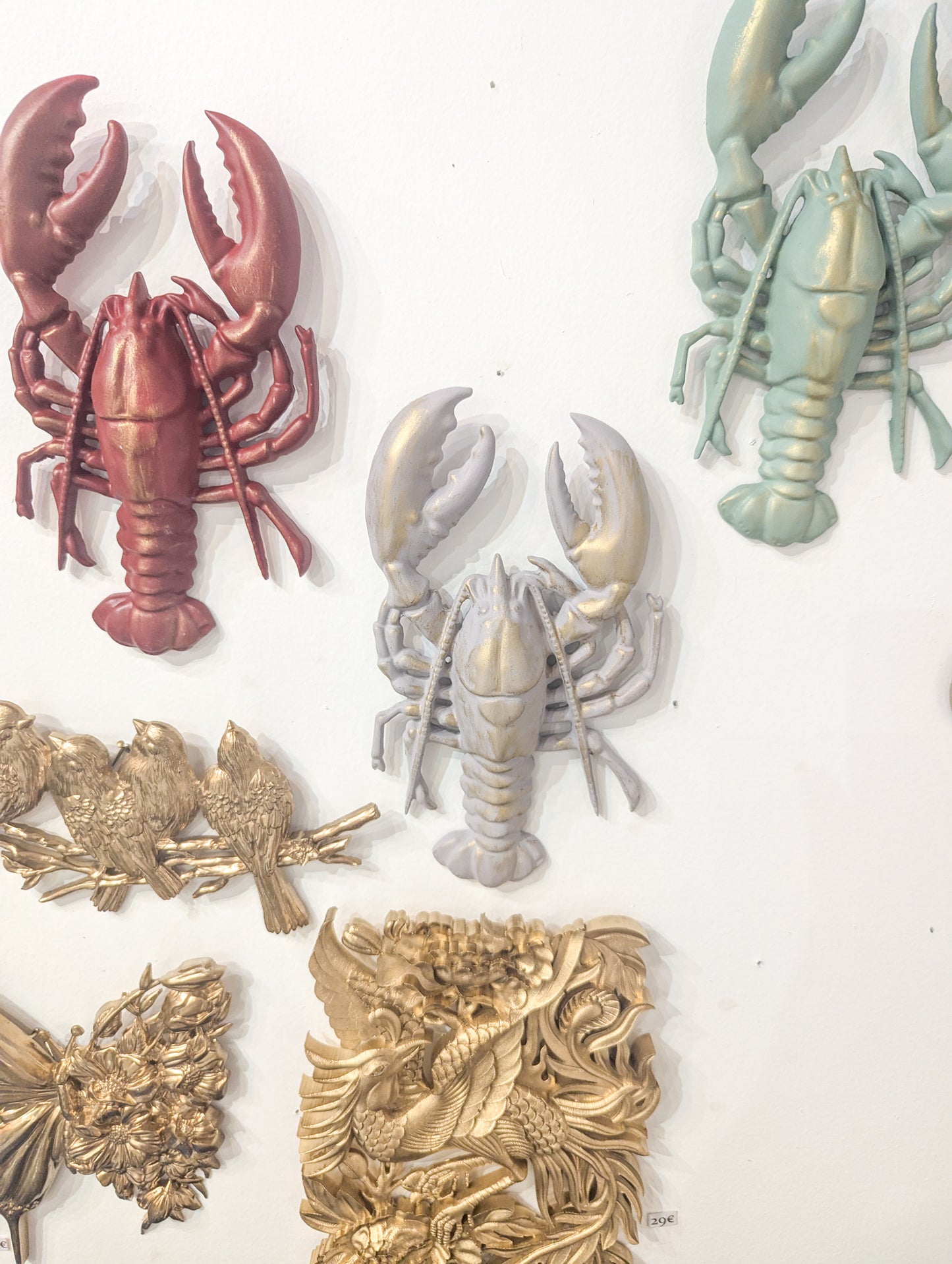 Décoration murale homard rouge – Décor maritime bord de mer & cabinet de curiosités