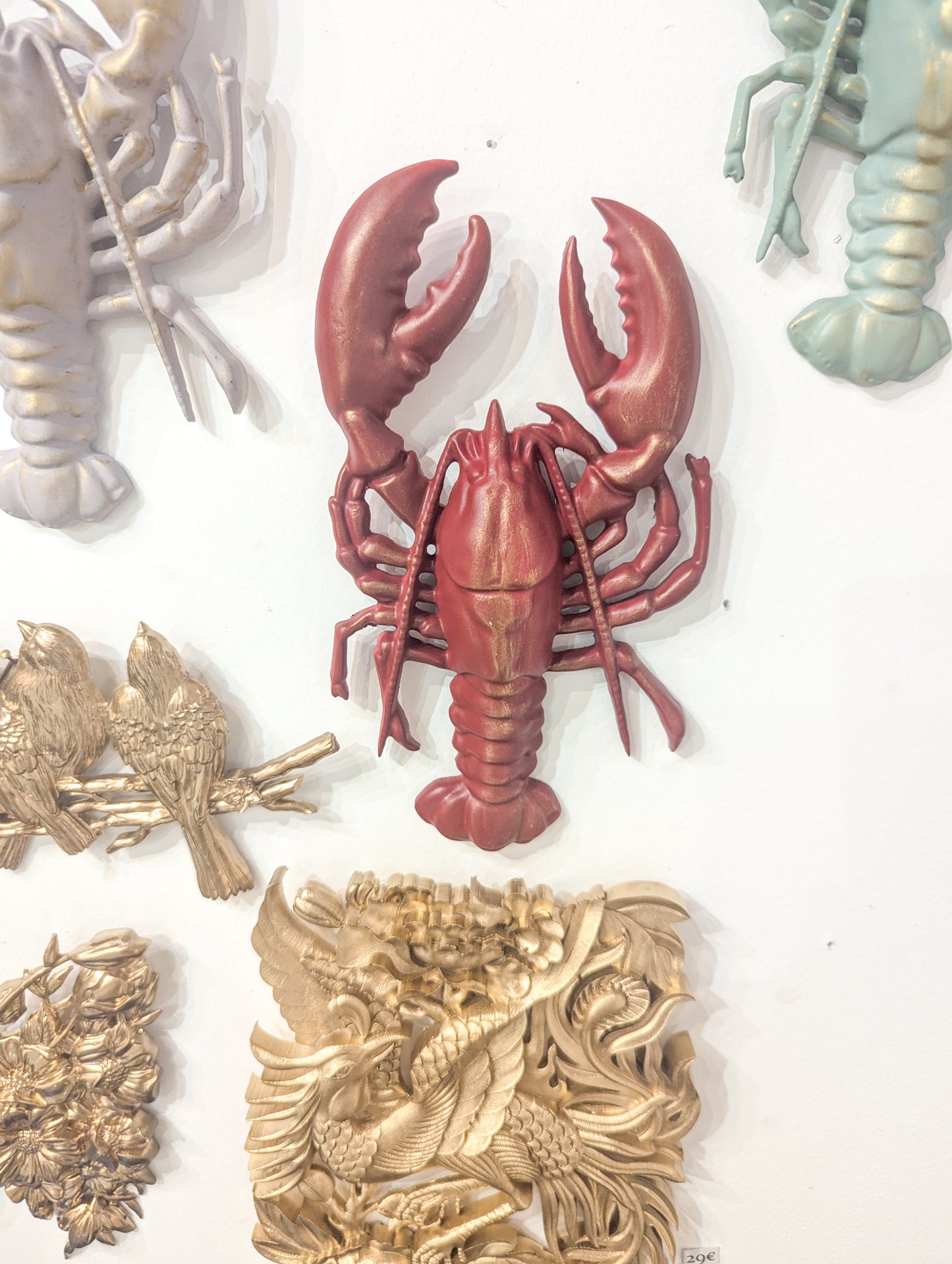 Décoration murale homard rouge – Décor maritime bord de mer & cabinet de curiosités