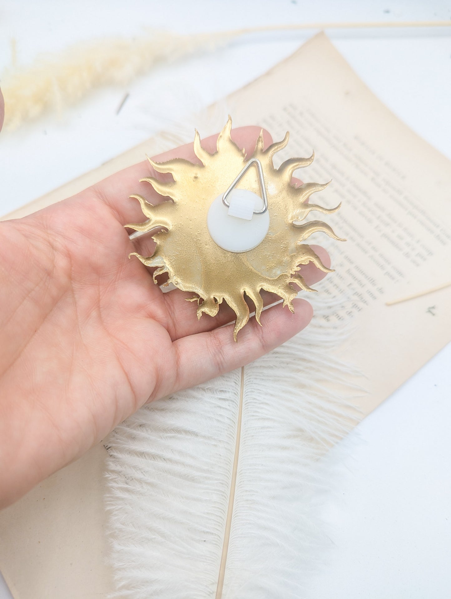Décoration murale soleil et lune doré – déco mystique ésotérique bohème & cabinet de curiosité