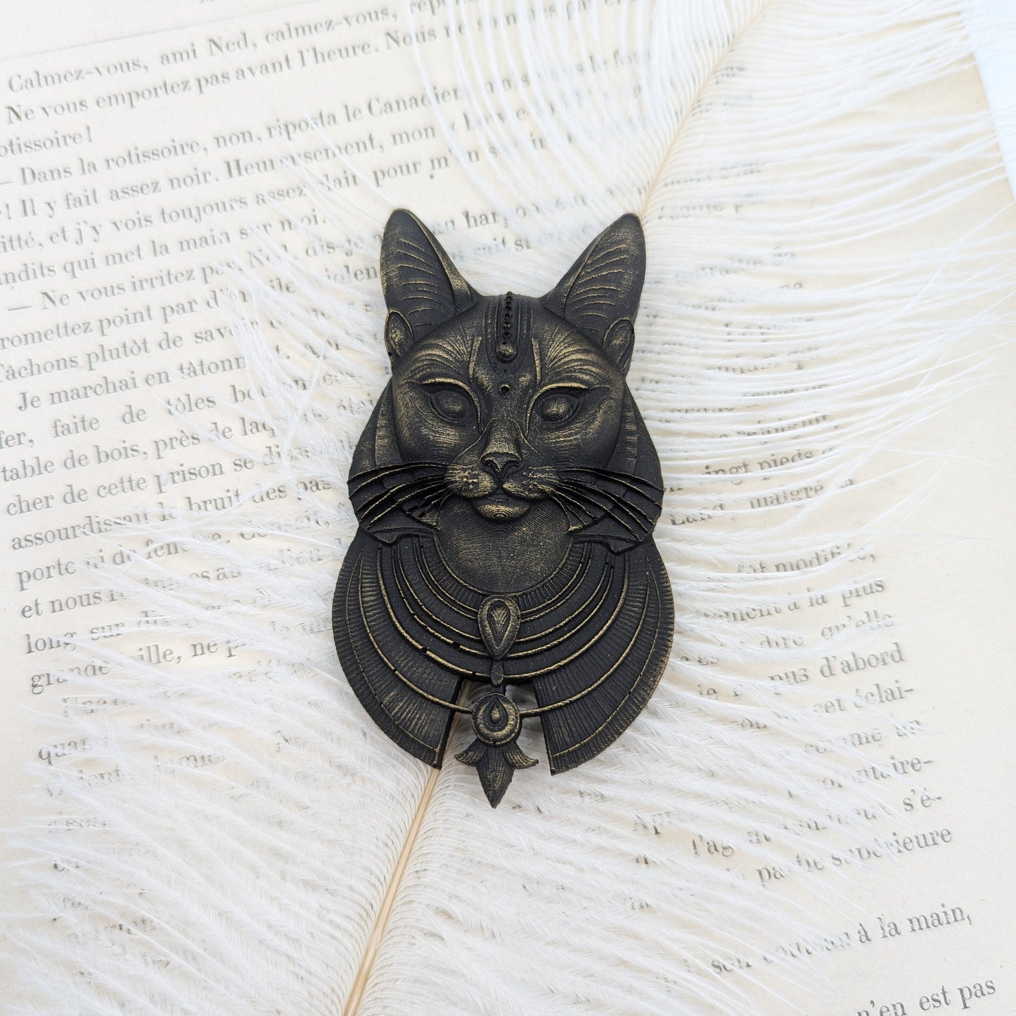 Décoration murale portrait de la déesse chat Bastet, mythologie égyptienne noir antique