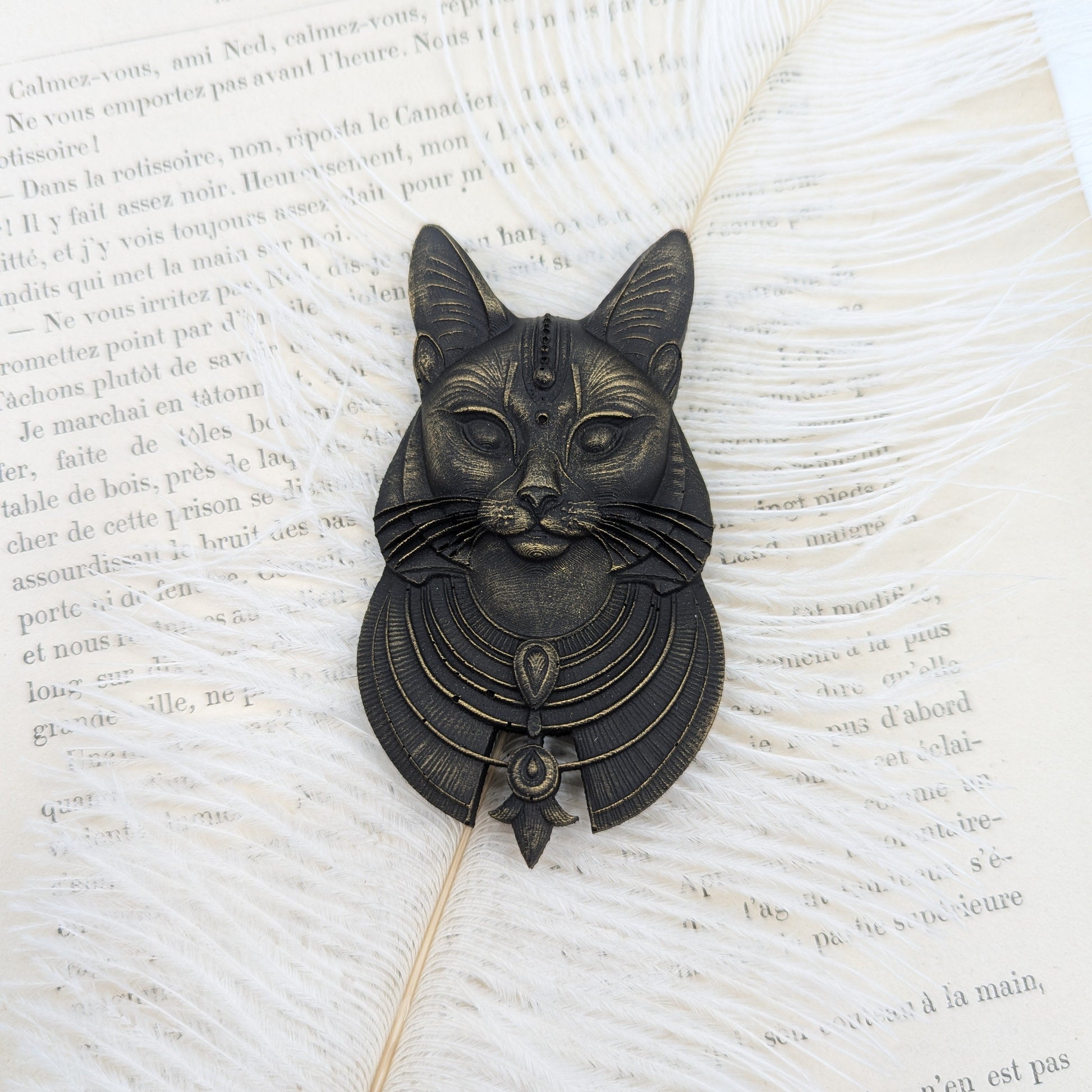 Décoration murale portrait de la déesse chat Bastet, mythologie égyptienne noir antique