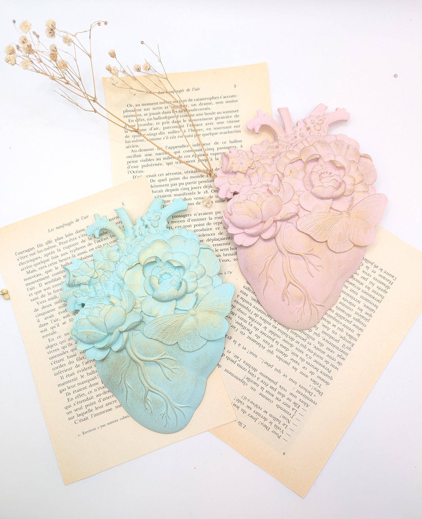 lot de deux coeurs anatomique decoration vintage chic