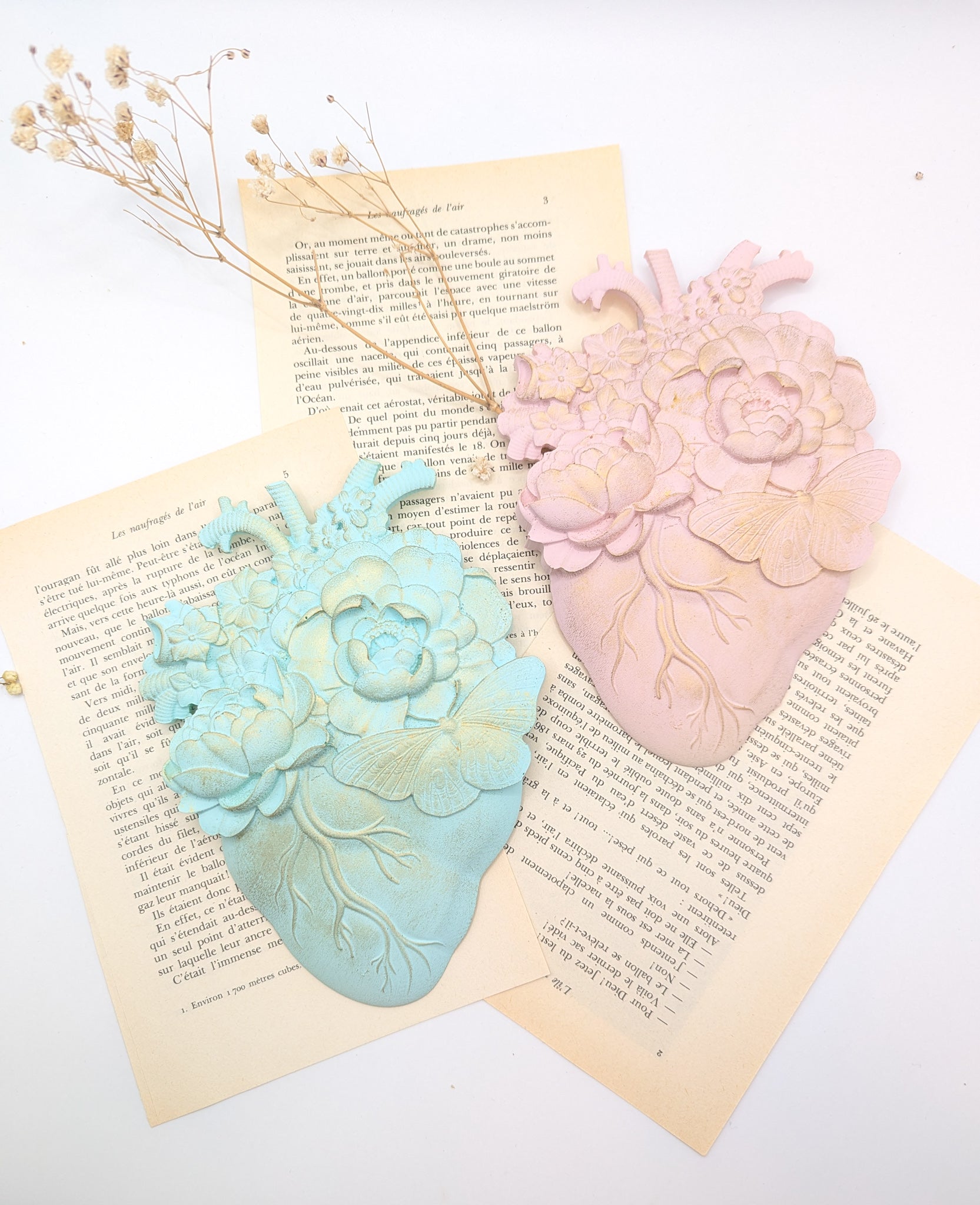 lot de deux coeurs anatomique decoration vintage chic