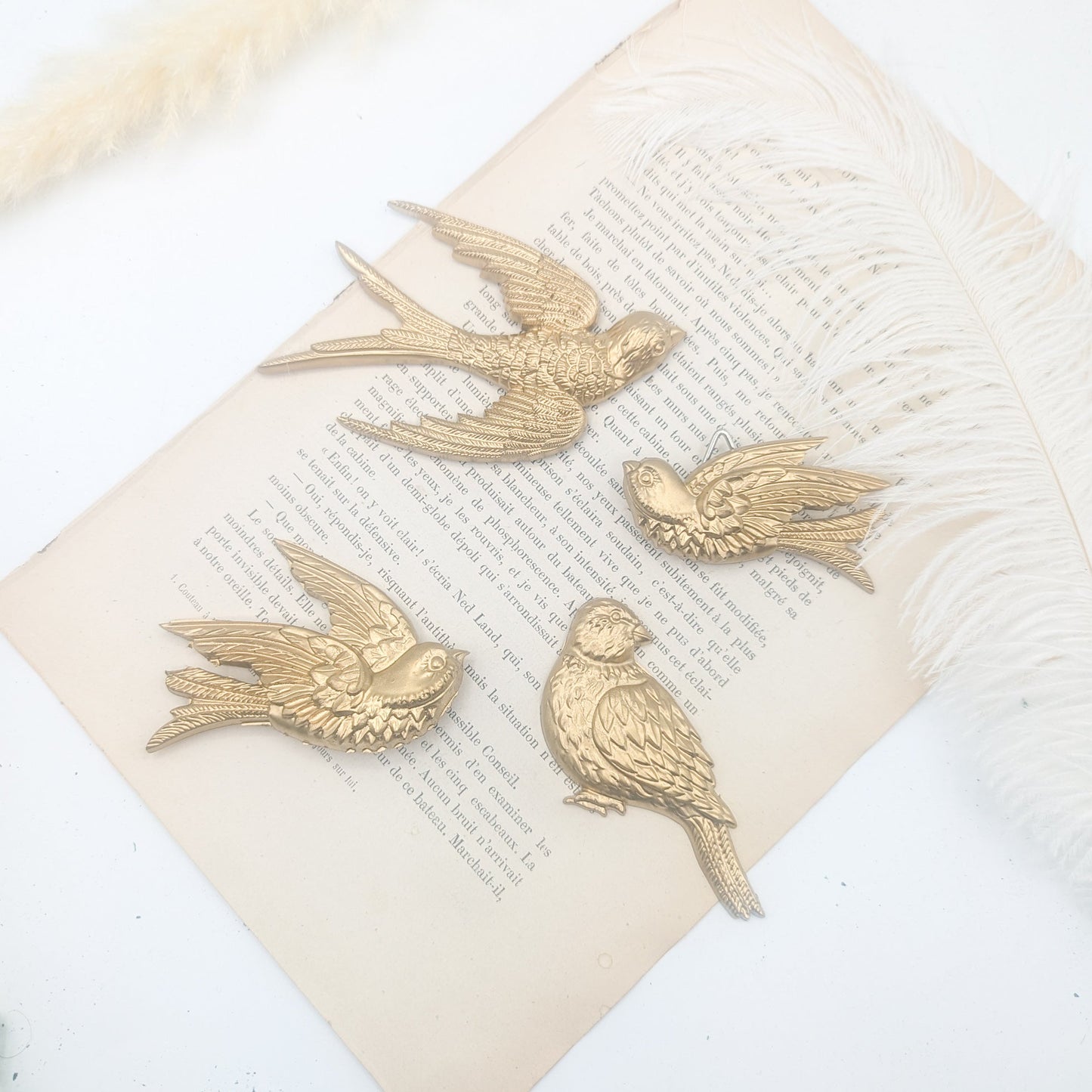 Hirondelles décoration murale en résine dorée – style bohème chic vintage fait main