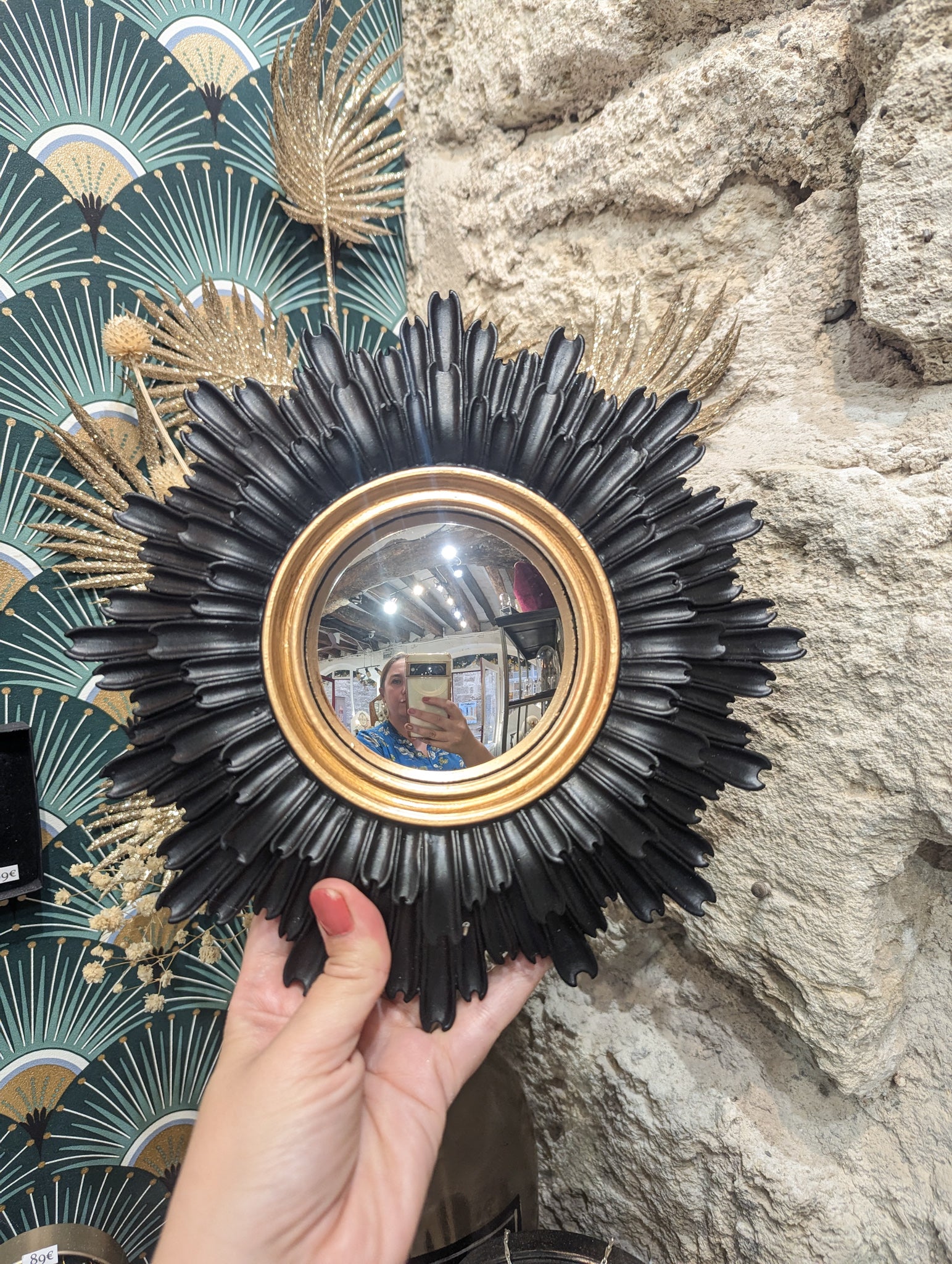 Miroir de sorcière ex-voto noir – ambiance mystique cabinet de curiosité